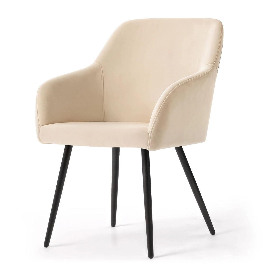 Set di 2 Sedie in velluto liscio ESTELLE Beige gambe nere