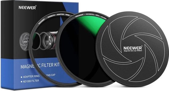 Set di filtri ottici 3-in-1 da 49mm - Include filtro ND1000 10-stop fissa con densità neutrale + anello di adattamento + coperchio del filtro ottico con rivestimento a 42 strati/Ultra sottile/Krasbestendig HD vetro ottico - X01NSK738