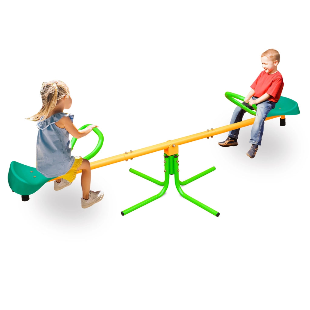 Altalena a bilico per bambini 180,34x75,44x54,86 cm inox e plastica verde gialla