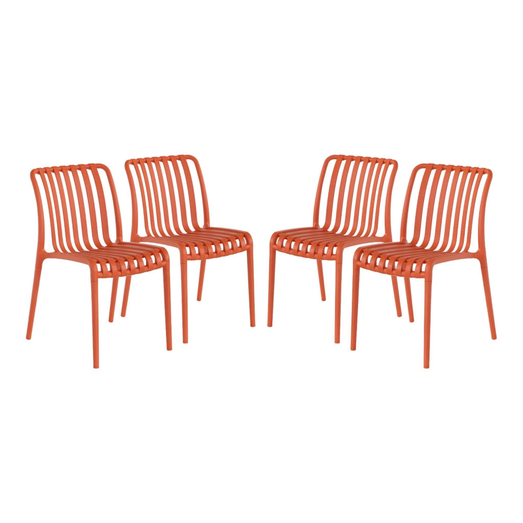 Set 4 sedie da giardino impilabili in plastica, terracotta