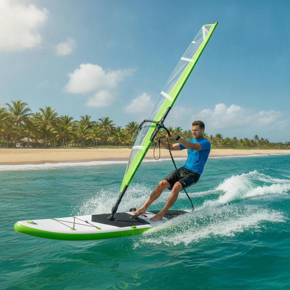 Inflatable SUP Board With Sail Set, Green And White