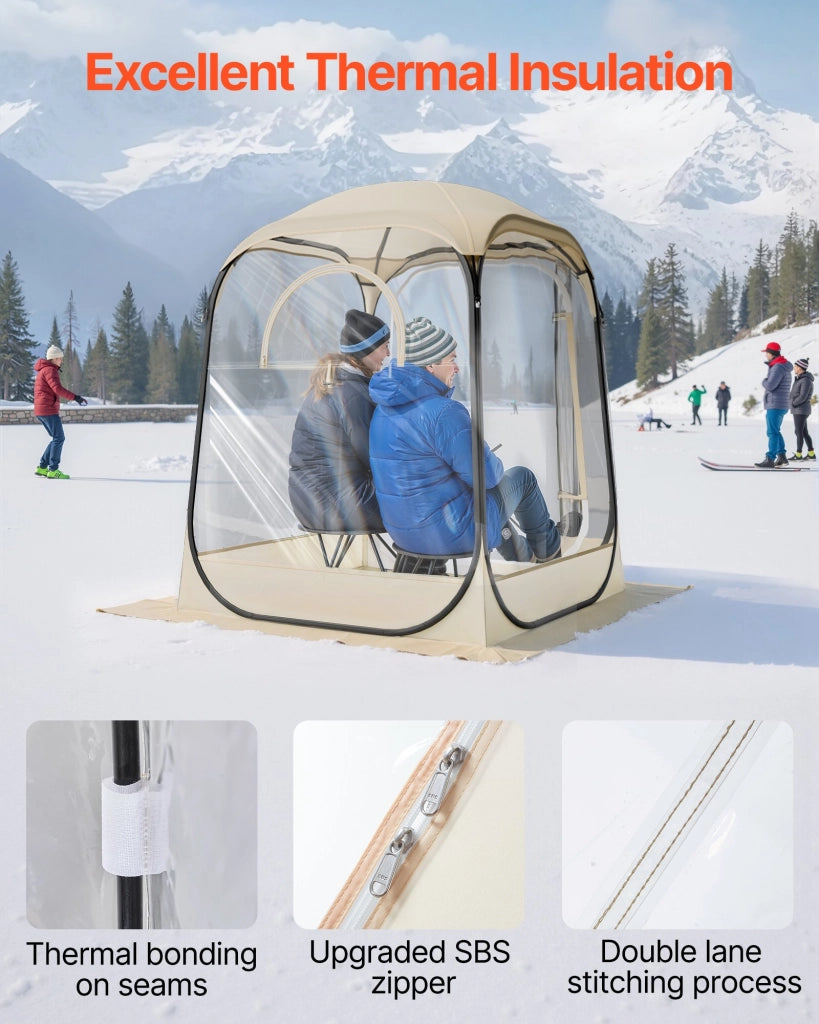 Tenda Igloo Pop-Up Trasparente per Giardino ed Esterni 127x127x170 cm Impermeabile in TPU e Oxford con Tappetino e Borsa