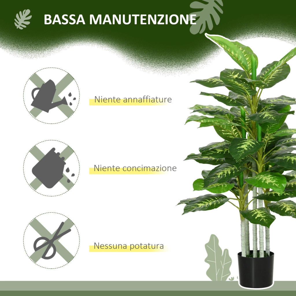 Pianta Artificiale 120 H cm per Interni ed Esterni con Vaso Nero