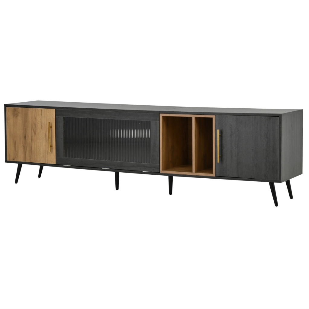 Mobile TV 200x40x55,5 cm con 3 ante in MDF grigio e marrone