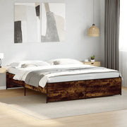 Giroletto-Struttura Letto Rovere Fumo 200x200 cm in Legno Multistrato e Metallo 749721