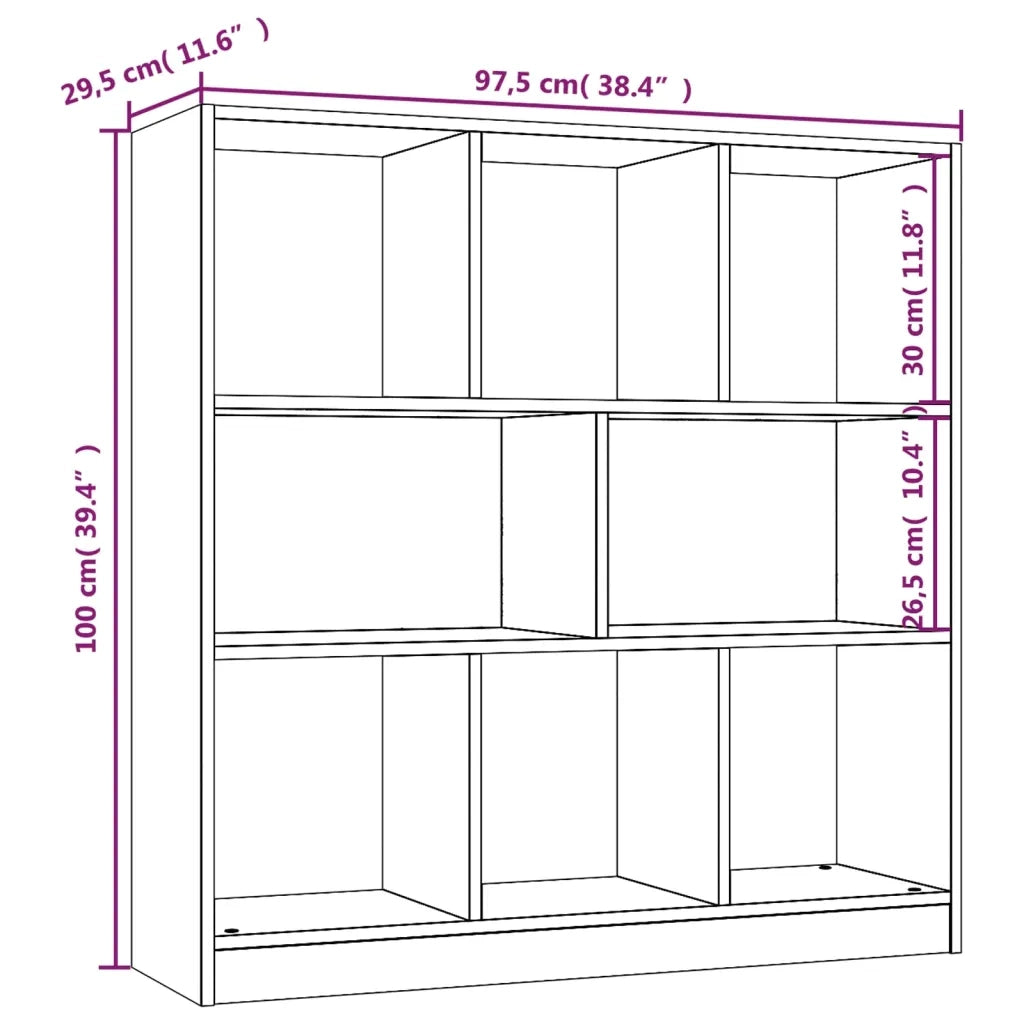 Libreria-Scaffale per Libri-Mobile di Stoccaggio Rovere Fumo 97,5x29,5x100 cm in Legno Multistrato