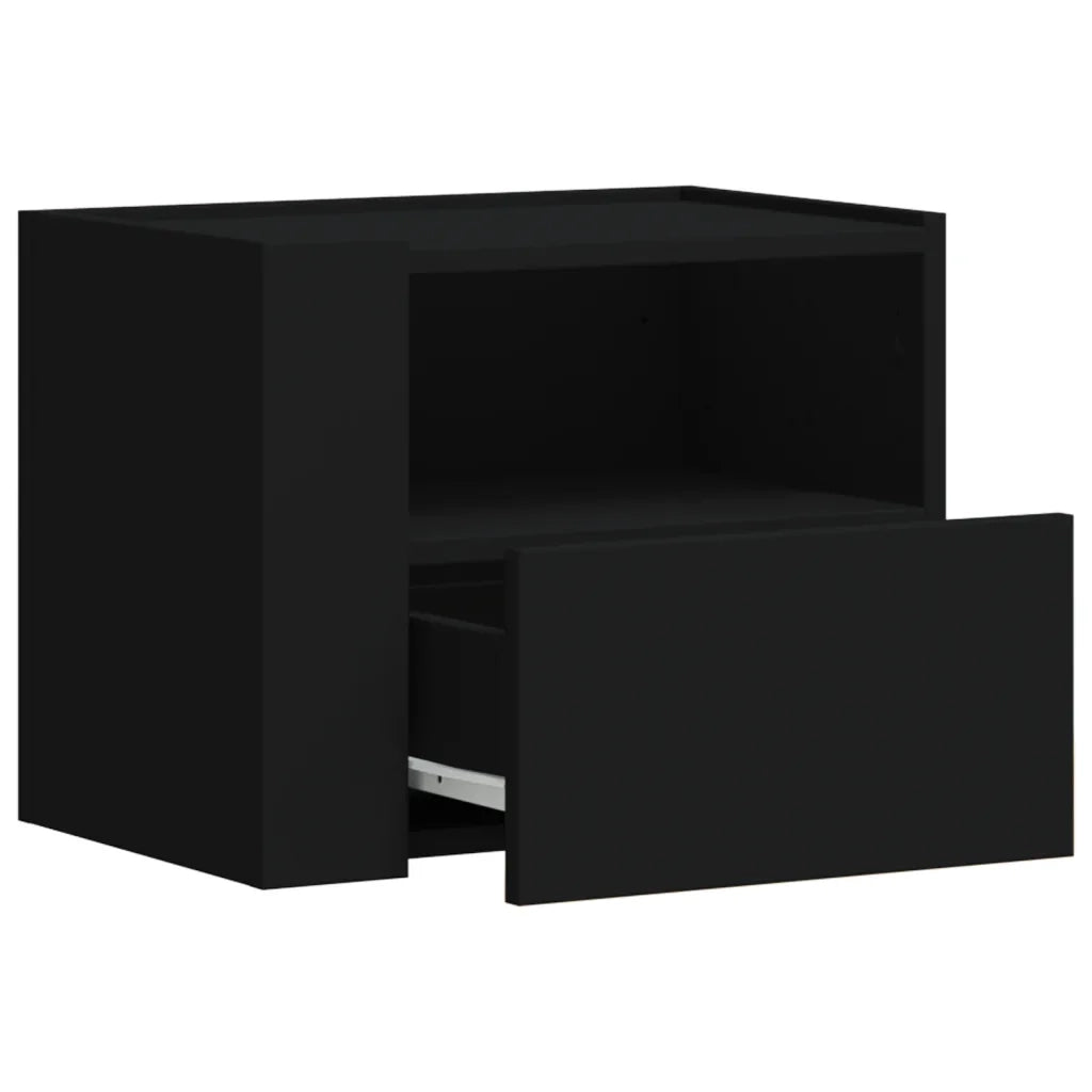 Set di 2 Comodini | Armadio da Notte | Mobiletto da notte a Muro Nero 45x30x35 cm