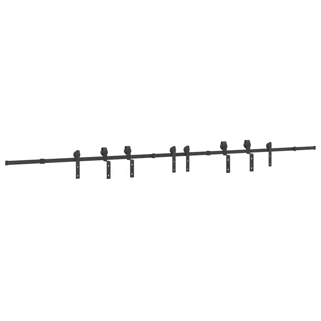Kit di Binari per Porte Scorrevoli 400 cm Acciaio Nero