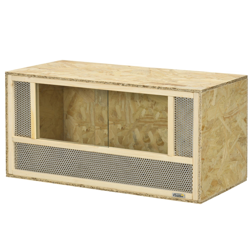 Terrario per Rettili in Legno con Porte in Vetro Scorrevoli e Pannelli in Rete, 40x80x40 cm