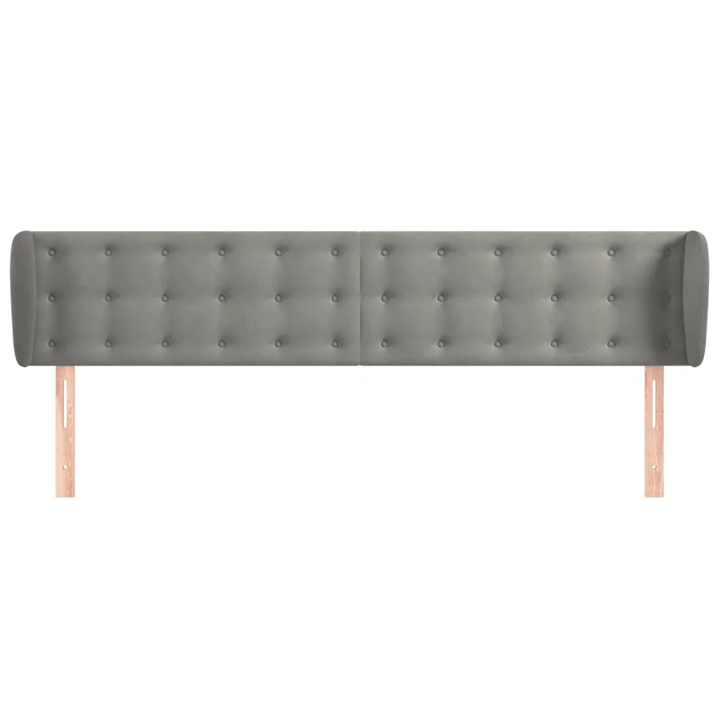 Testiera | Testata ad Orecchio Grigio Chiaro 183x23x78/88 cm in Velluto