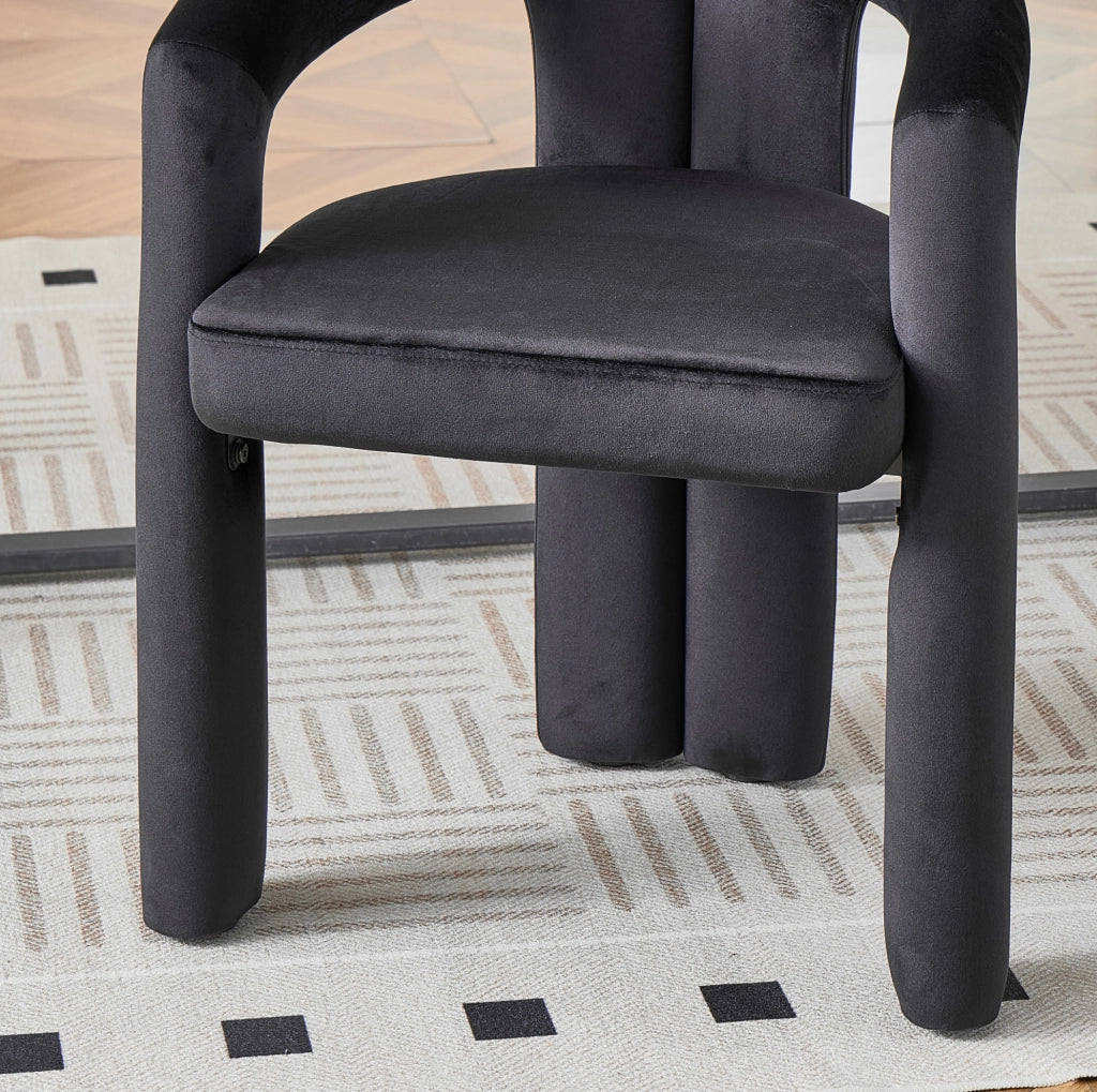 Set 2 sedie da pranzo in velluto nero con braccioli HOMVRA