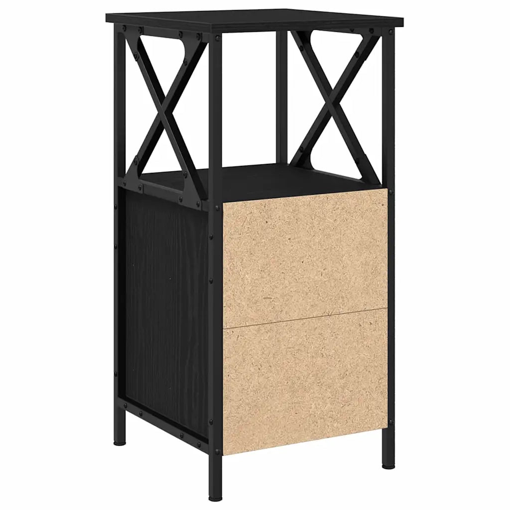 Comodino | Armadio da Notte | Mobiletto da notte con cassetto Rovere Nero 34 x 35,5 x 70 cm