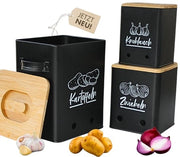 Set di 3 Contenitori per Verdura (Nero)