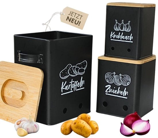Set di 3 Contenitori per Verdura (Nero)