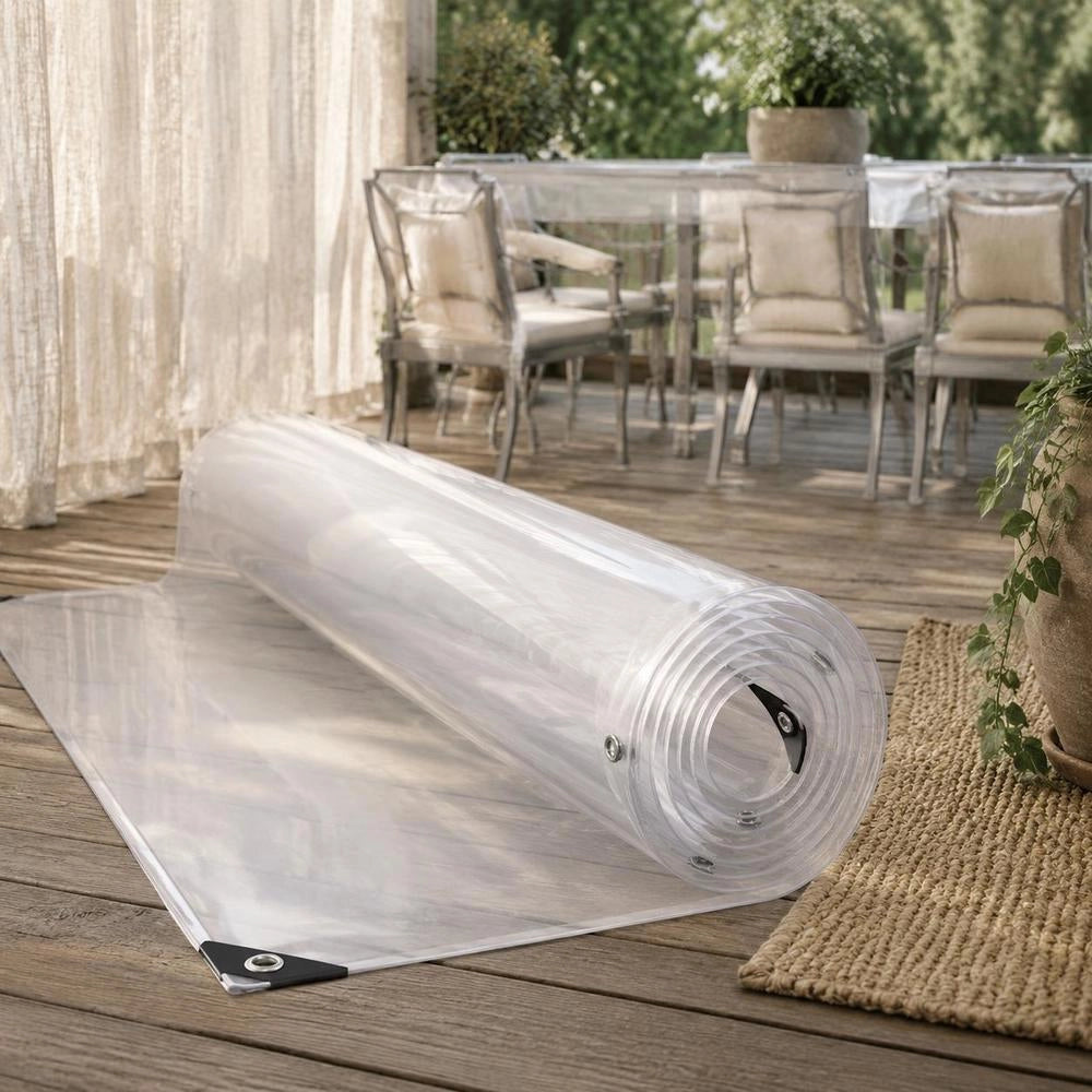 Telo trasparente con occhielli, 4x8 m, in PVC, durevole e versatile, ideale per esterni, giardino e balcone