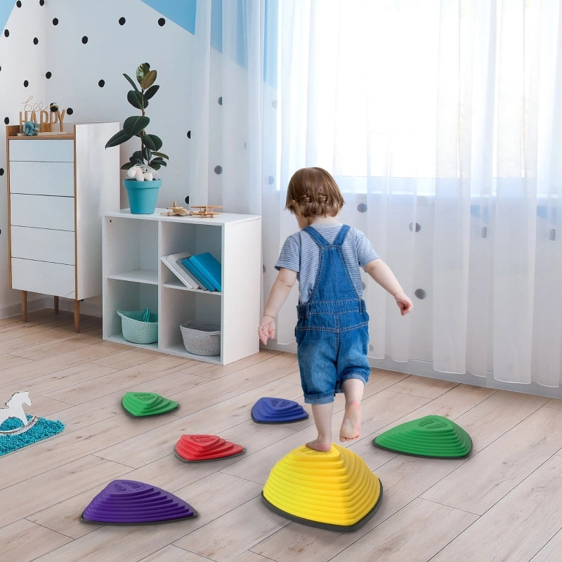 Set di 6 pietre da calpestio, antiscivolo, per uso interno ed esterno, impilabili, colori assortiti.
