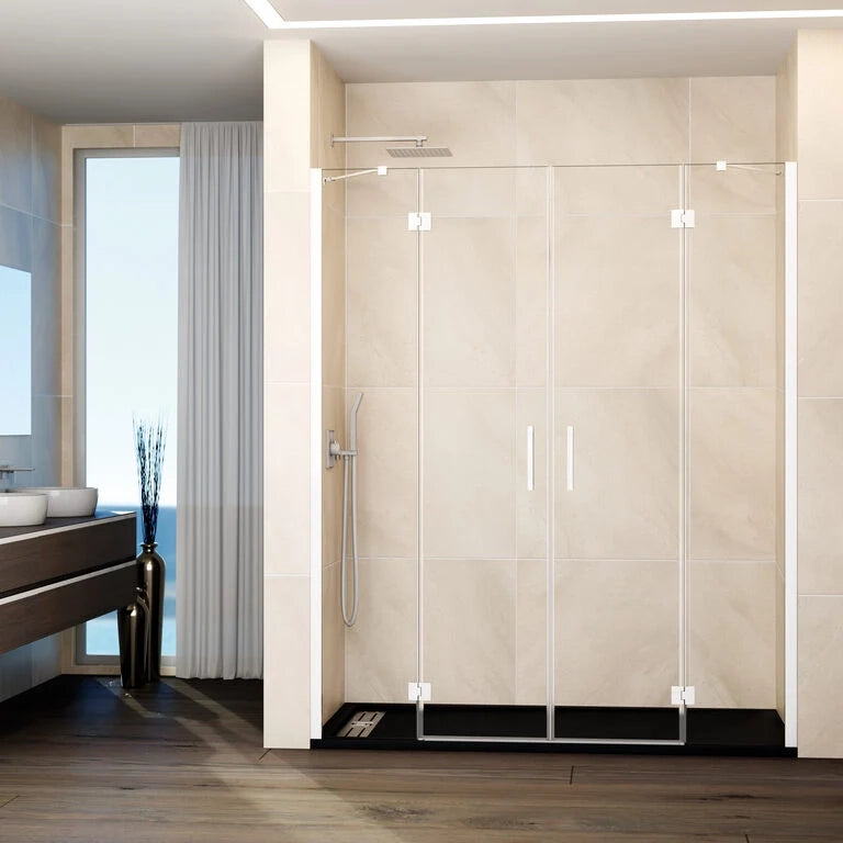Box doccia frontale GLASS 2 fissi + 2 porte battenti 142.5 cm (139,5-145,5; 40+35+35+40) bianco trasparente