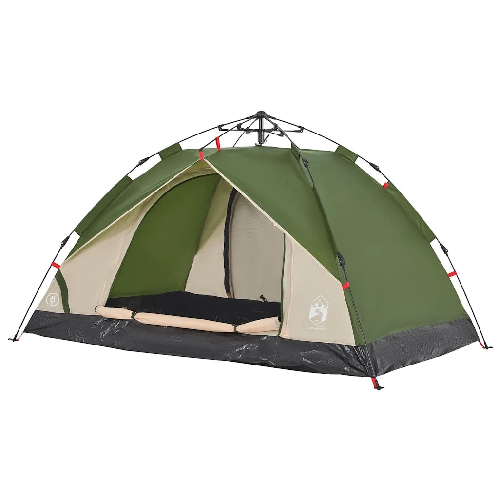 Tenda a Cupola da Campeggio 3 Persone Verde a Rilascio Rapido 4004193