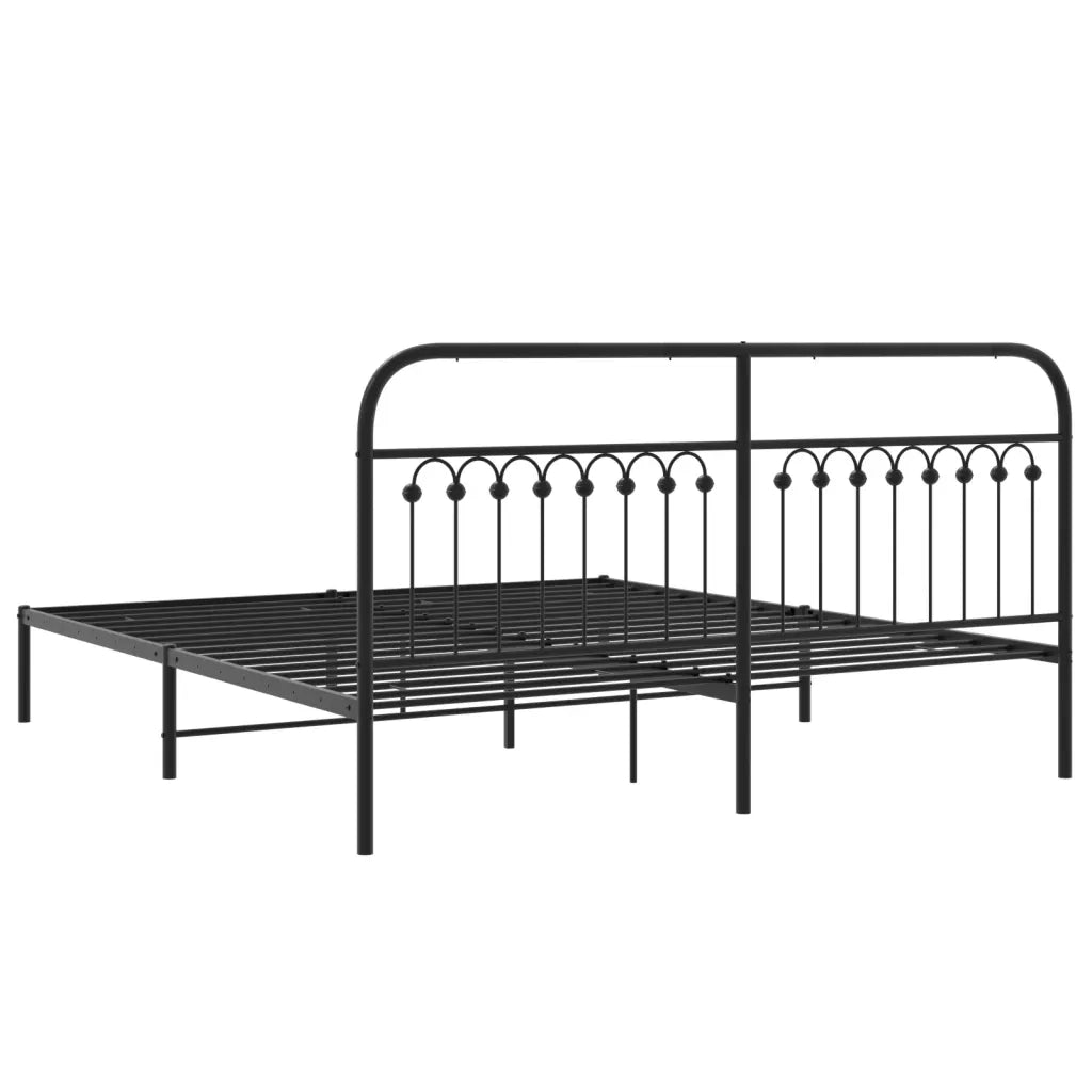Letto matrimoniale | Letto per adulti | Giroletto con Testiera in Metallo Nero 183x213 cm