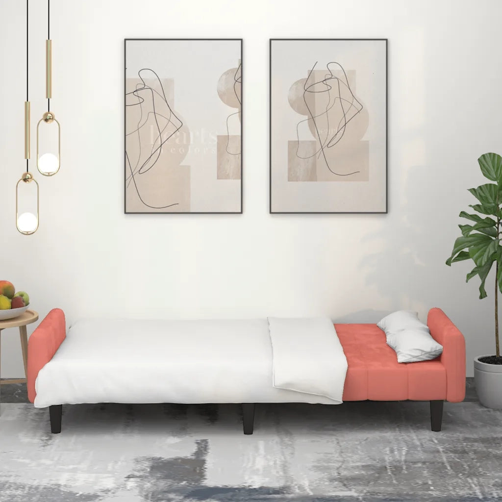 Divano letto | Sof¨¤ letto | Letto singolo a 2 Posti Rosa in Velluto