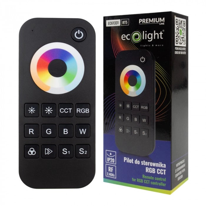 Telecomando RF RT5 touch per LED RGB+CCT nero Ecolight