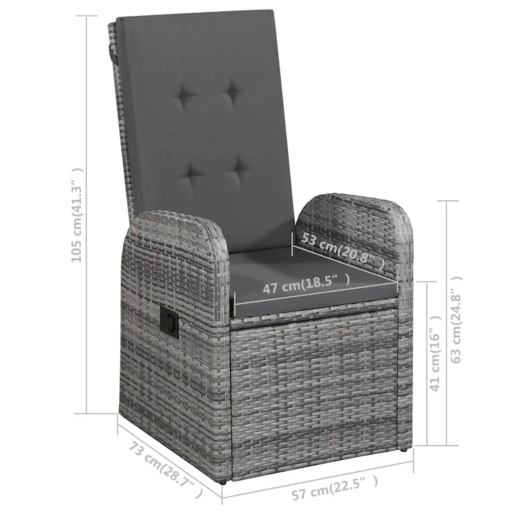 Set da Pranzo da Giardino 9 pz Grigio 3067904