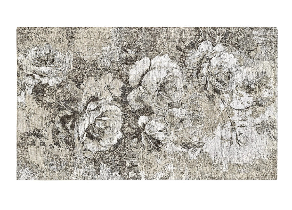 Tappeto Arredo Salotto Antiscivolo Scendiletto Camera Dis. Rose By Suardi - 115x175 - Tortora