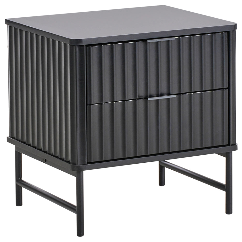 Comodino con 2 cassetti Nero stile moderno