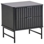 Comodino con 2 cassetti Nero stile moderno