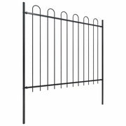 Recinzione da Giardino | Recinzione da cortile con Parte Superiore ad Anello in Acciaio 537x150 cm Nera