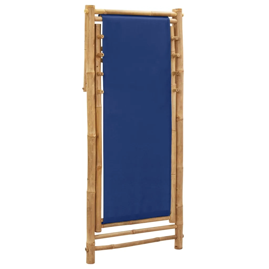 Sedia a Sdraio in Bambù e Tela Blu Marino 313019