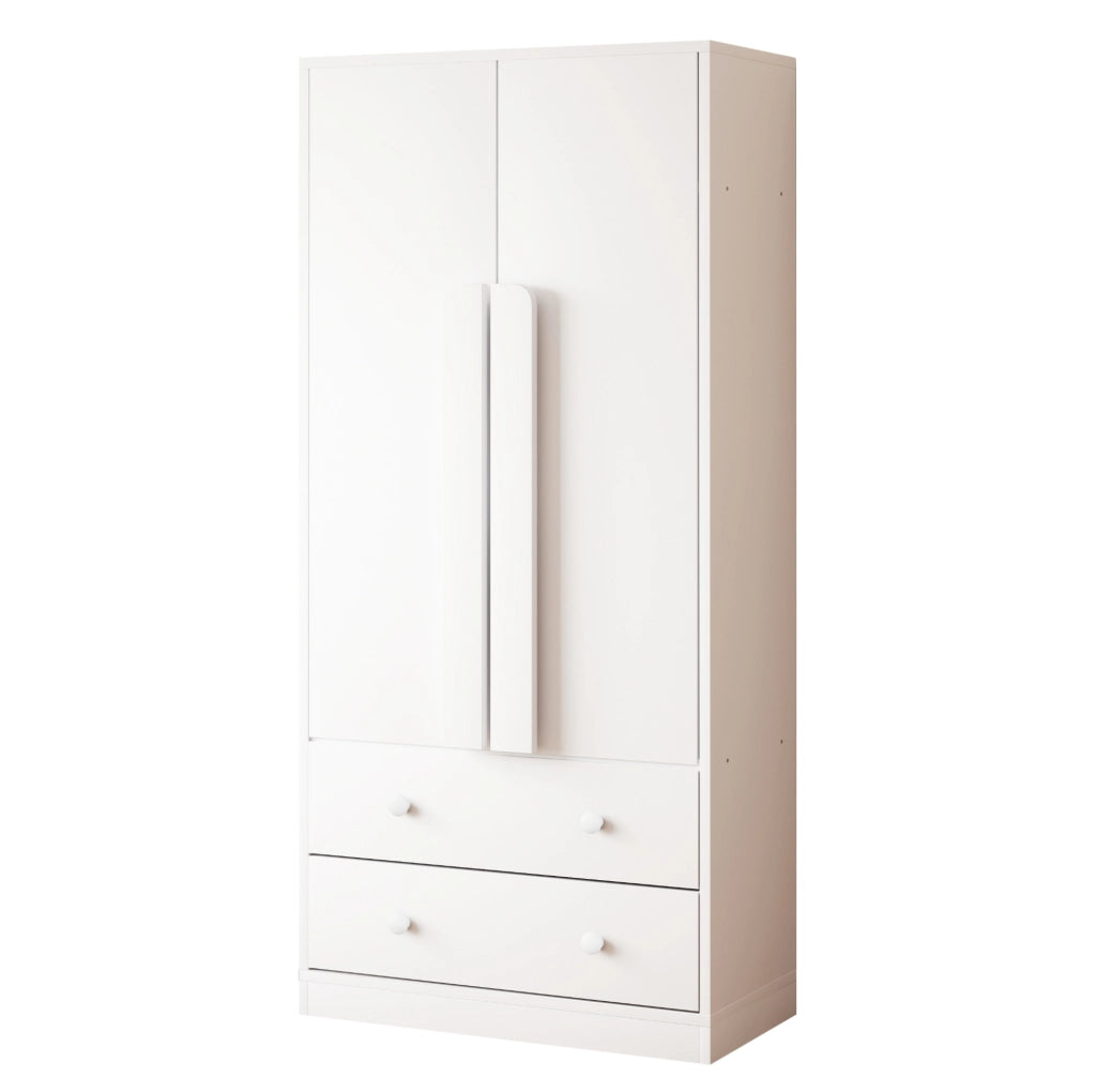 Armadio guardaroba bianco 70x40x170 cm con ante doppie, cassetti e ripiani