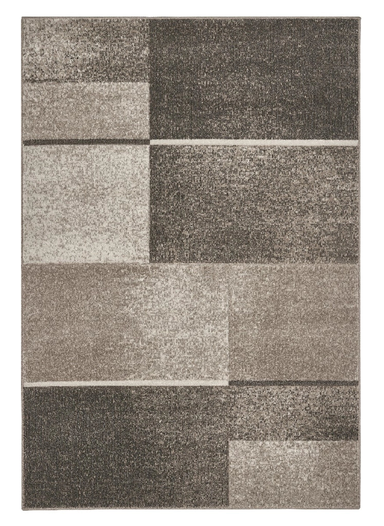 Parure tappeti FUNNY 87071 beige tris scendiletto (1pz cm.80x150 + 2pz cm.60x120) pelo morbido motivo geometrico a quadri