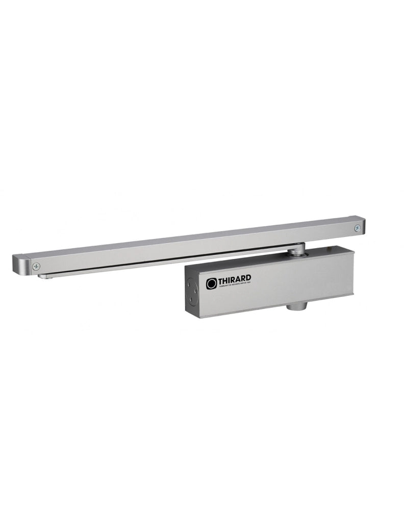 Chiudiporta spingiporta automatico idraulico, portata 60kg,  Design Forza 3, argento, antivandalismo, certificazione antincendio - THIRARD
