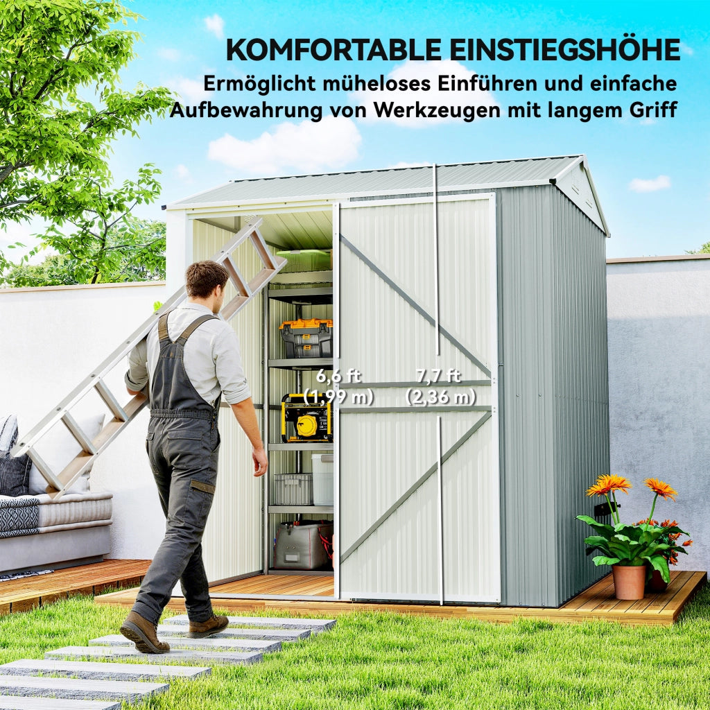 Casetta da giardino metallo ¨C Zephmum ¨C Grigio 209x177x236 cm
