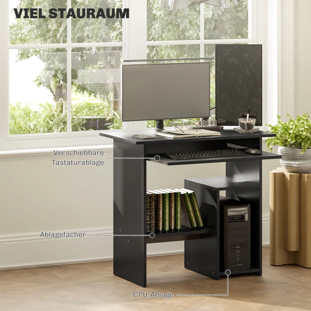Scrivania Computer Tavolo ¨C Minimal ¨C Nero 80x45x75 cm