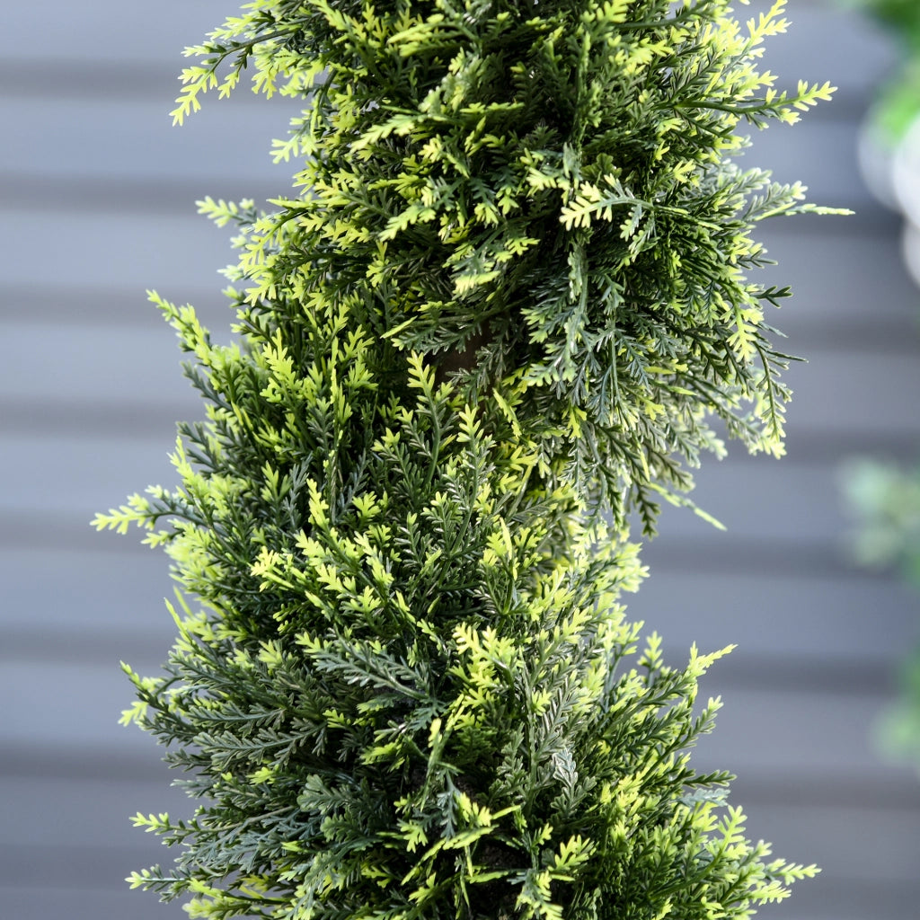 Cedro artificiale a spirale in plastica verde con vaso nero 90 cm per interni, giardino, ufficio e reception
