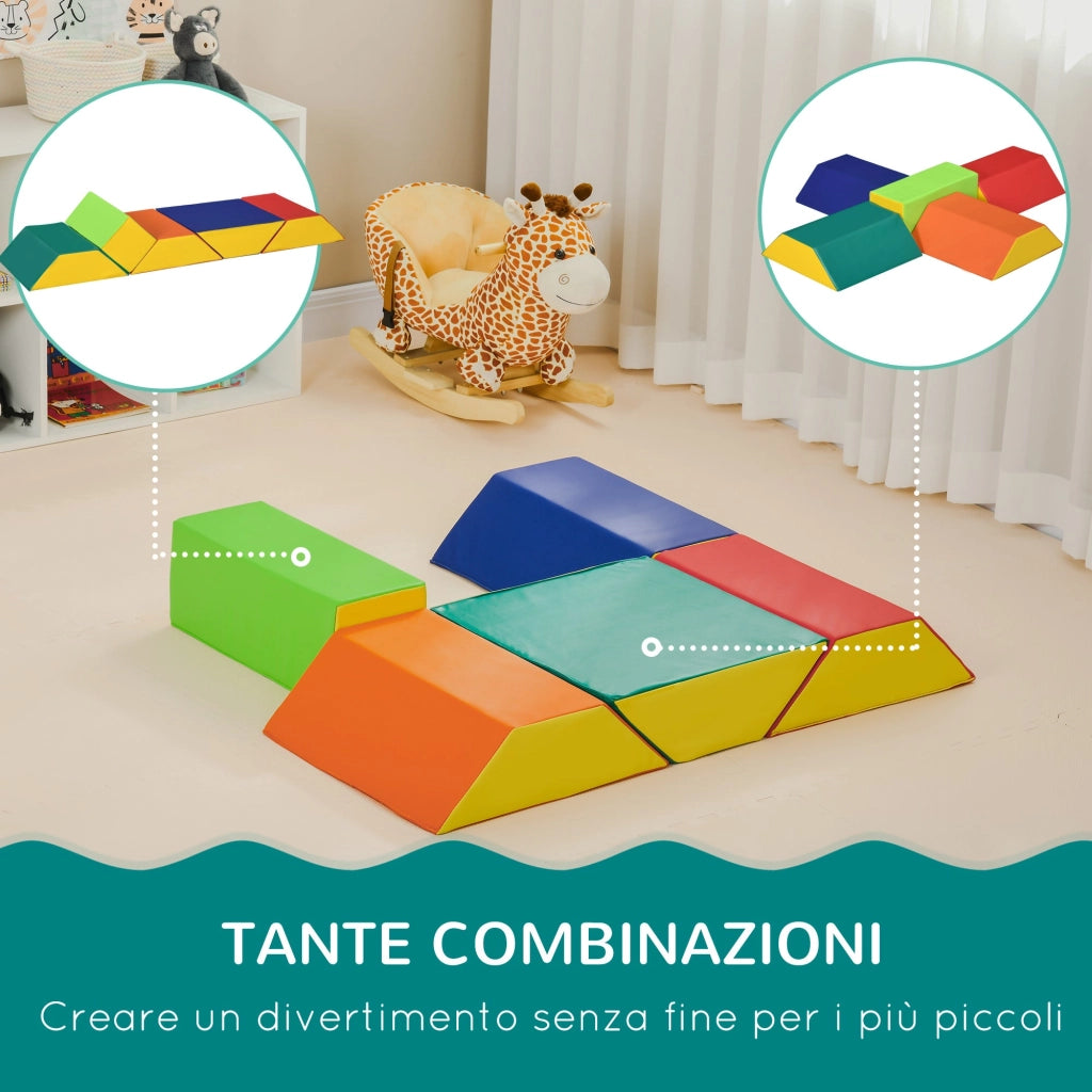 Set 5 Costruzioni Morbide Rettangolo e Trapezio in PU e EPE Multicolore
