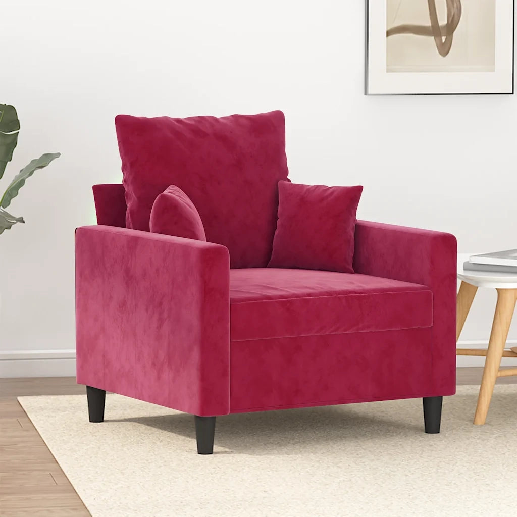 Poltrona Rosso Vino 60 cm Velluto 359287