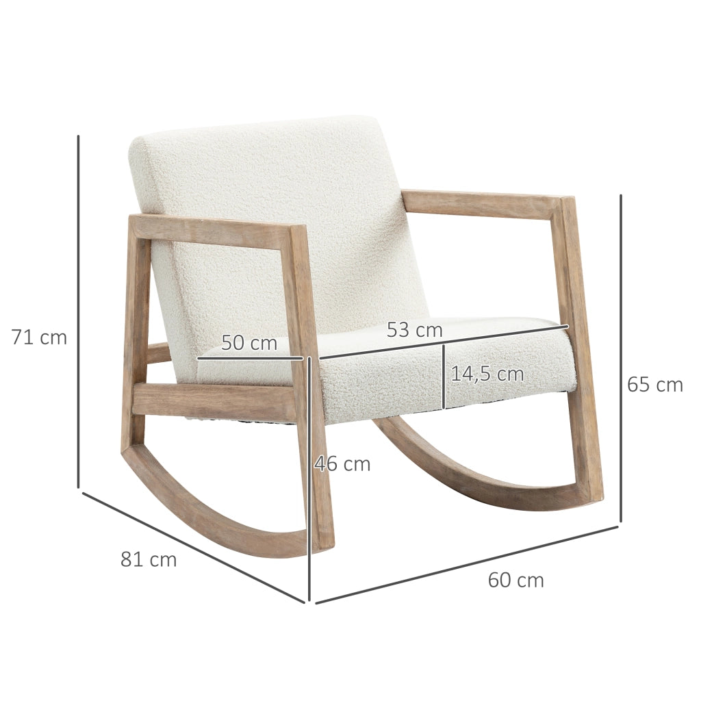Poltrona dondolo in legno imbottita ¨C Minimal ¨C crema 60x81x71 cm