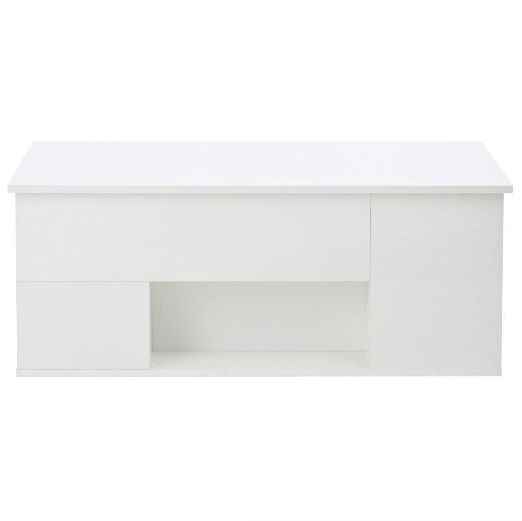 Tavolino da caff¨¨ elevabile 100x50 cm con LED, 2 cassetti e 2 sgabelli bianco