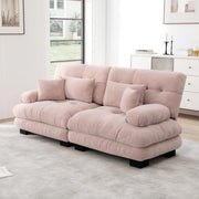 Divano modulare in ciniglia rosa 220×77×81 cm