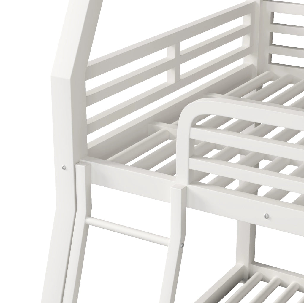 Letto a castello triplo 90/120/140x200 cm in metallo bianco con 2 scale HOMVRA