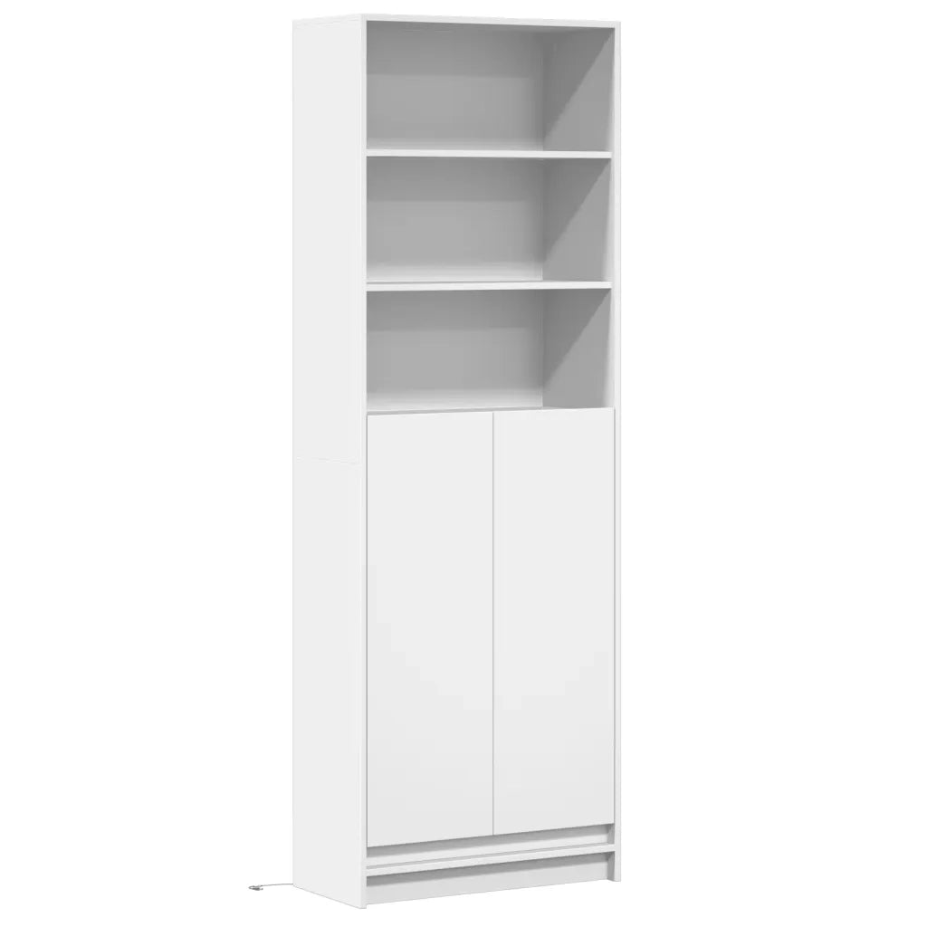 Credenza con LED-Buffet-Armadio da cucina Bianca 69x32,5x200 cm in Truciolato