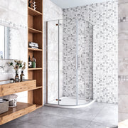 90x90x195 cm Box Doccia Semicircolare Porte Battenti e Ante Pieghevoli in Vetro Temperato 6mm Anticalcare Trasparente Profilo Cromo Lucido