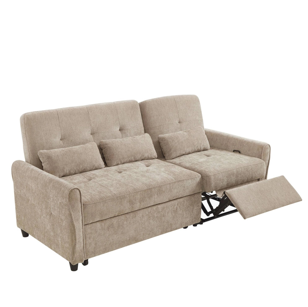 DIVANO LETTO 3 Posti Estraibile 176x148 cm in Chenille Marrone