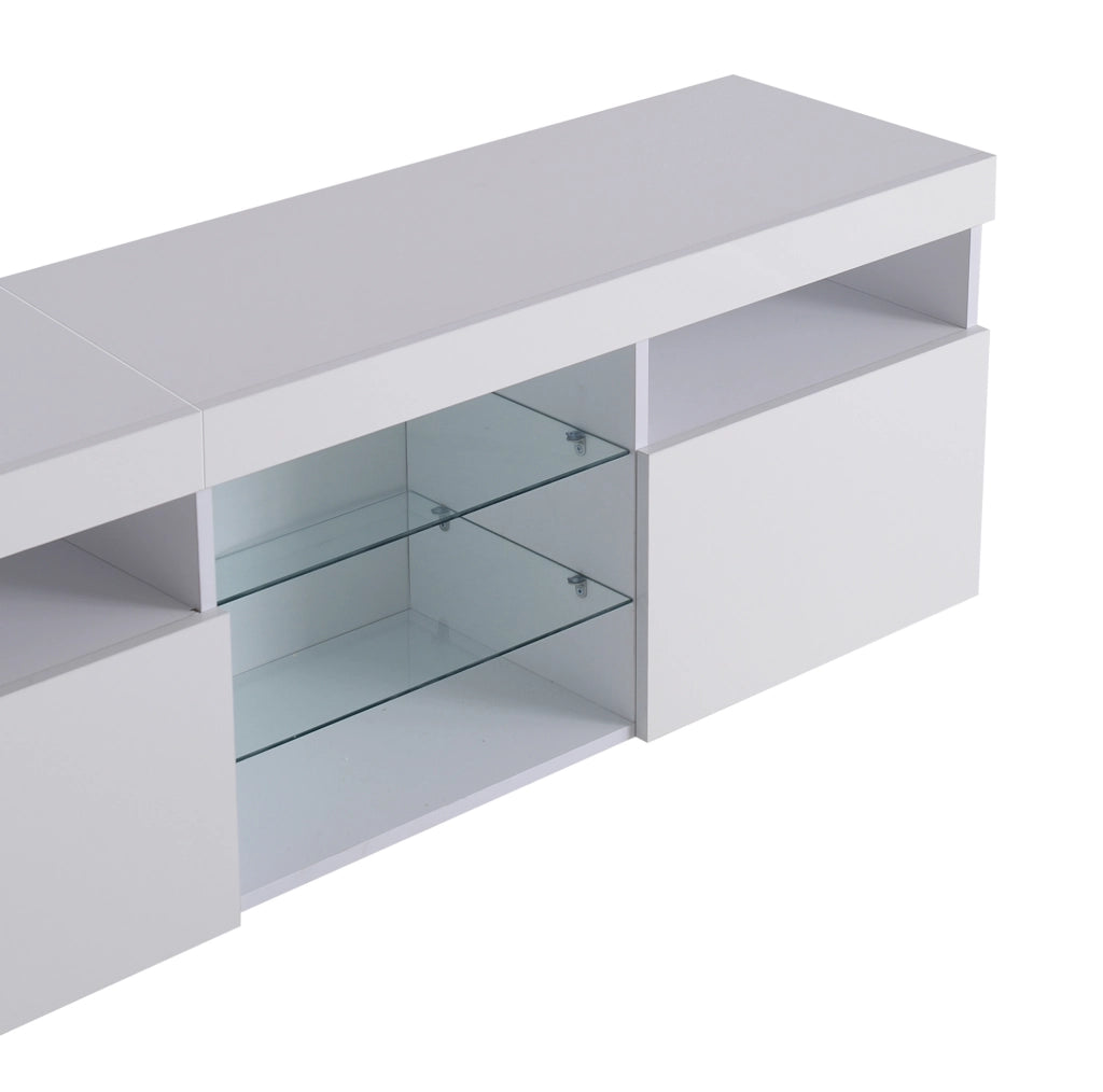 Mobile TV moderno 180 cm con illuminazione LED variabile in MDF bianco