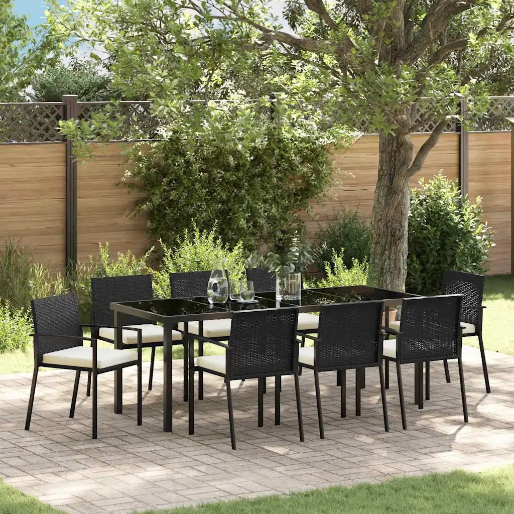 Set da Pranzo per Giardino 9 pcs Nero 3379239
