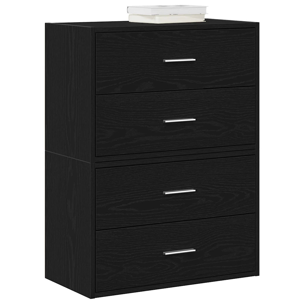 Armadi con 2 Cassetti 2 pz Rovere Nero 60x31x40 cm Truciolato 858824
