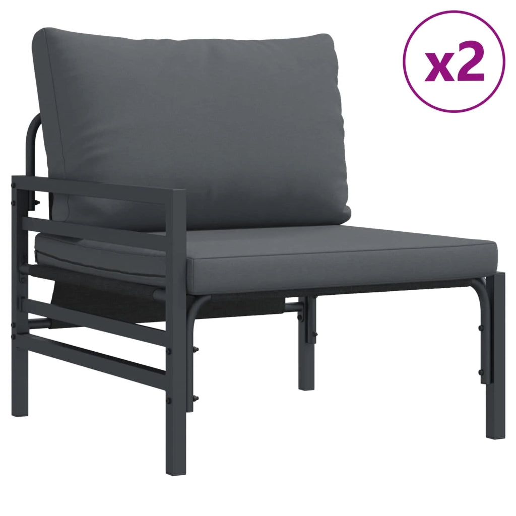 Set Divano da Giardino con cuscino 10 pcs Nero Acciaio
